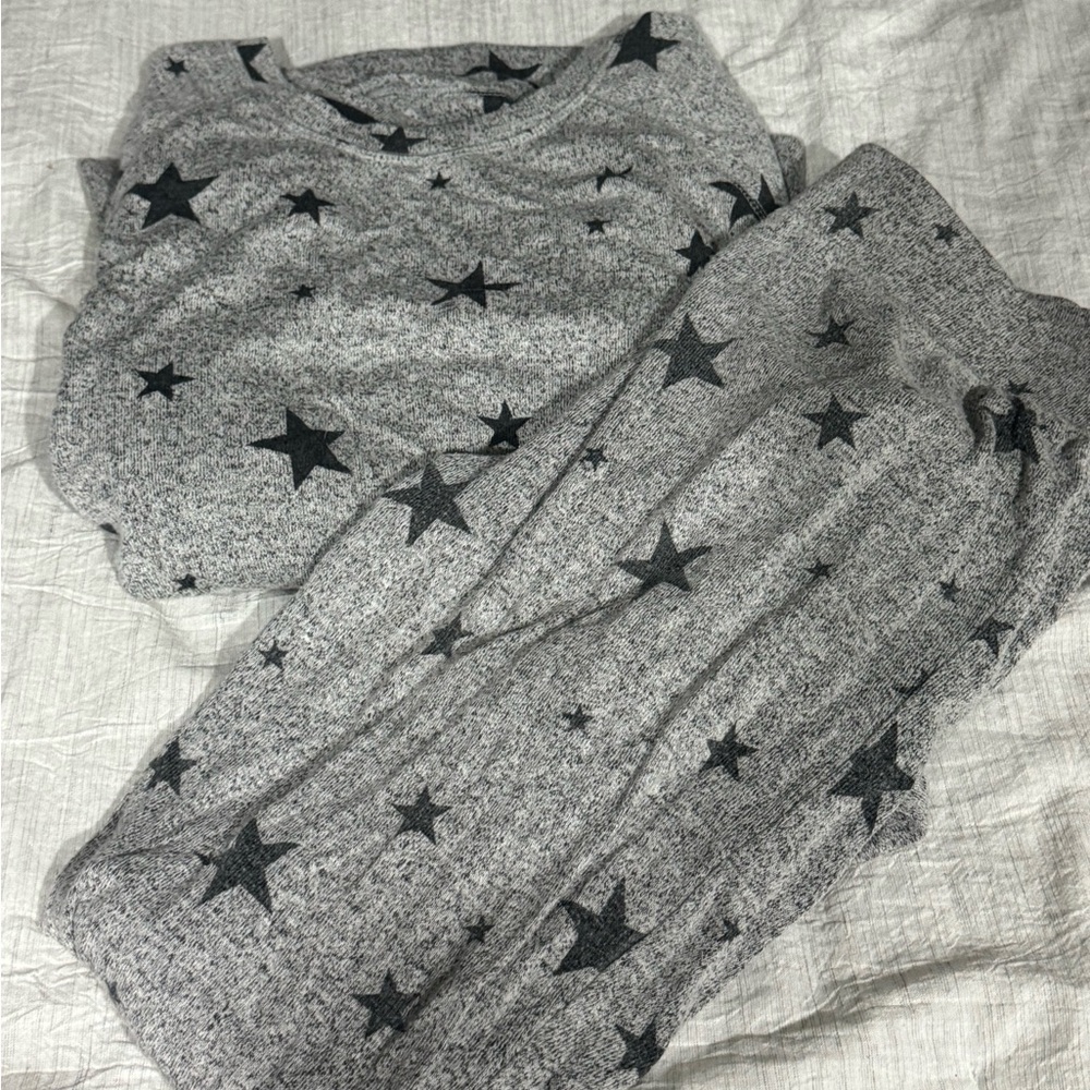 Grey Star Patterned Pajama Set
